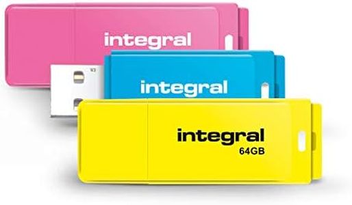 Integral 64GB Neon USB 2.0 Flash Drive 3-Pack (Pink/Blue/Yellow)