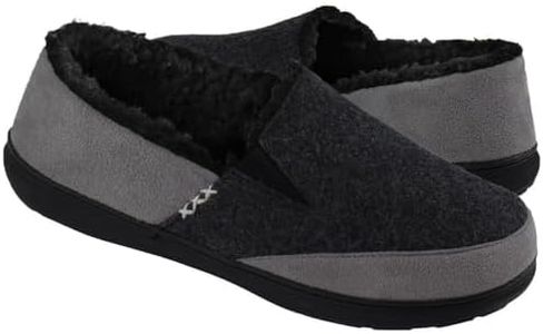 Zigzagger Men's Zermatt Wool-blend Loafer Slippers with Memory Foam Indoor, Black, 11 US