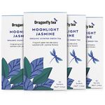 Dragonfly Moonlight Jasmine Tea | Pack of 4 x 20 Organic Tea Bags (80 Teabags) | Jasmine Tea Bags | Fragrant Fine Green Tea Bags | Compostable Tea Bags