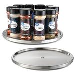 1 Tier Lazy Susan 2 Pack: Stainless Steel 360 Degree Turntable – Rotating 2-Level Tabletop Stand For Your Dining Table, Kitchen Counters And Cabinets – Turning Table Spice Rack Organizer Tray - 2 Pack