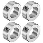 uxcell 4pcs Set Screw Collars 7/8" Bore 304 Stainless Steel Shaft Collars, 1-1/2" OD, 9/16" Width Axle Collar Clamp for Linear Rod Shaft Guide