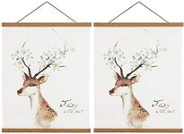 2 Pack Magnetic Poster Hanger Frame, 20x28 20x30 20x26 Light Wood Wooden Magnet Canvas Artwork Print Dowel Poster Hangers Frames Hanging Kit (Teak Wood, 20", 2 Packs)