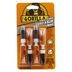 Gorilla Glue Original Minis Four Pack, 100% Waterproof, Indoor & Outdoor, Polyurethane Glue, Versatile Bonding Adhesive, Easy Application Nozzle, 4 - 3g Tubes (Pack of 1), 5100502