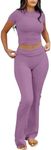 ANRABESS 2 Piece Sets for Women Lounge Loungewear Sets Foldover Yoga Flare Leggings Pants and Cropped Tops Casual Y2K Outfits Nutmeg Large Purple