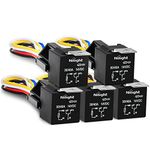 Nilight Automotive Relay Harness Set 5-Pin 30/40A 12V SPDT with Interlocking Relay Socket and Wiring Harness - 5 Pack,2 Years Warranty