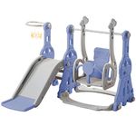 BTM Slide for Children, 4 in 1 Children's Slide, Swing with Basketball Stand, Climbing Ladder, Swing, Slide, Garden Slide for Indoor and Outdoor Use.