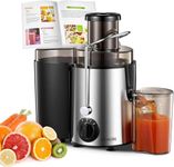 Juicer Machines, FOHERE Centrifugal Juicer Extractor Max Power 900W,Large 3” Feed Chute for Whole Fruit and Vegetables,3 Speed Control, 400w Motor,Cleaning Brush and Recipe Included (Silver)