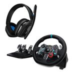 Logitech G29 Driving Force Racing Wheel and Floor Pedals for PS5, PS4, PC, Mac + Astro A10 Gaming Headset for PS4 - Black