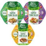 Lunch Salad Bundle With John West On The Go Basil Super Tuna Salad 220g, Indian Super Tuna Salad 220g and Honey & Ginger Super Tuna Salad Gluten Free 220g (3 Packs)