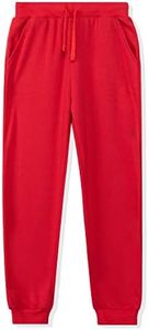 Kid Nation Kids Unisex Soft Brushed Fleece Casual Pull On Jogger Sweatpants with Pockets for Boys or Girls XL Tomato Red