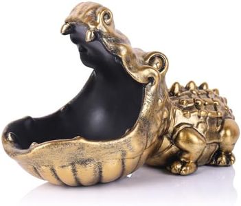 oliruim Alligator Statue Key Bowl, Fun Animal Statue Candy Dish for Entryway Decorative Bowl, Office Candy Dish, Big Mouth Sculpture Home Living Room Trinket Container Storage Box (Gold)