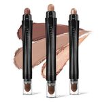 LUXAZA 3Pcs Neutral Brown Eyeshadow Stick Set, Matte And Shimmer Creamy Eyeshadow Pencil, Shiny Pink Shadow Stick Set, Waterproof Long Lasting Smoky Eye Shadow Pen