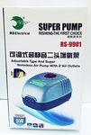 SN Aquati RS-9901 Adjustable Type and Super Noiseless Air Pump with 2 Way Outlets for Aquarium Fish Tanks Free 5Meter Tube and 2 Air Stone | 5Watts | 5L/min