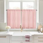 HOMEIDEAS Non-See-Through Blush Pink Privacy Sheer Kitchen Curtains 30 X 36 Inches Long 2 Panels Short Semi Sheer Curtains Light Filtering Bathroom Window Curtains Drapes for Bedroom Living Room