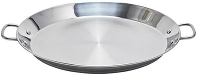 Garcima Stainless Steel 14-inch Flat Bottom Paella Pan, 36cm|For use on Smoothtop and Induction Stoves|Made in Spain