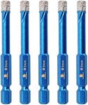 Diamond Drill Bit 6mm,BRSCHNITT 5pcs/Pack 1/4 Inch Diamond Hole Saw Drill Bit for Porcelain Tile Ceramic Stone Granite Marble,Hex Shank Dry Drilling Diamond Core Drill Bit Set