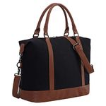 Bluboon Travel Tote Bags with Zipper Ladies Canvas Bag Weekender Overnight Bag for Women Carry on Duffel Bag Trolley Sleeve, Black, L, Casual