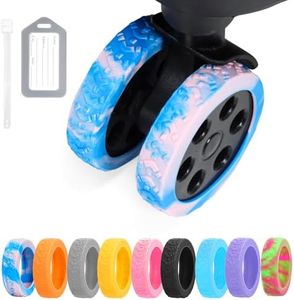 DIGIGRE Luggage Wheel Covers, 8 PCS Silicone Wheel Protector Covers for 2-2.6 inches 8-Spinner Wheels, Wear-Resistant, Anti-Noise, Blue+Pink