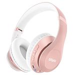 Uliptz Wireless Bluetooth Headphones, 65H Playtime Over Ear Headphones with Microphone, 6EQ Sound Modes Wireless Headphones, Foldable Bluetooth 5.3 Headphones for Office/PC (Rose Gold)