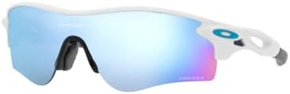 Oakley Mens OO9206 Radarlock Path Low Bridge Fit Rectangular Sunglasses, Matte White/Prizm Deep Water Polarized, 38 mm