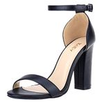 ZriEy Women's Heeled Sandals Strappy Chunky Block High Heels Ankle Strap Open Toe Sandals Party Wedding Fashion Shoes black Size: 6 UK