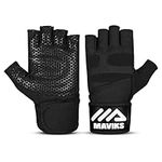 MAVIKS Gym Gloves for Men & Women | Anti-slip Weight Lifting Gloves | Extra Grip & Full Palm Protection | Best for Cross Fit Training, Workout, Weightlifting, Powerlifting, Pull Ups, Calisthenics (L)