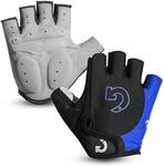 GEARONIC Cycling Bike Bicycle Motorcycle Glove Shockproof Foam Padded Outdoor Workout Sports Half Finger Short Gloves - Blue M