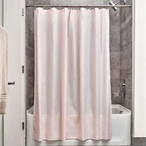 iDesign Tenda doccia, Tenda da doccia in poliestere con orlo rinforzato, Tenda per vasca da bagno lavabile con dimensioni di 183,0 cm x 183,0 cm, rosa