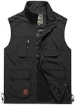 Flygo Mens Casual Outdoor Lightweight Quick Dry Fishing Travel Safari Work Vest (XX-Large, Black)