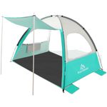 Brace Master Beach Tent with Awning, Easy Setup Beach Shade Sun Shelter for 2-3 Person, UPF 50+ Anti UV Tent, Portable Carrying Bag, Green