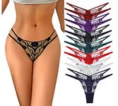Persepolis Women Mesh Thong Floral G-string Panties Sexy Knickers Lingerie Underwear 3/7 Pack (M, 7 Colours Pack)