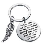 LQRI Memorial Keychain Perhaps They are not The Stars in The Sky Keychain with Angel Wings Charm in Memory of Loved One Remembrance Gift (sliver)