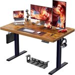 ErGear Whole Piece Standing Desk, 48x30 Inch Thick Adjustable Desk with 4 Height Memory, Electric Sit Stand Desk with Cable Management Tray, Ergonomic Desk for Home Office, Vintage Brown, EGESD74V