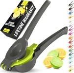 Zulay Metal 2-In-1 Lemon Squeezer Manual - Sturdy, Max Extraction Hand Juicer Lemon Squeezer Gets Every Last Drop - Easy to Clean Manual Citrus Juicer - Easy-to-Use Lemon Juicer Squeezer - Gray/Lime