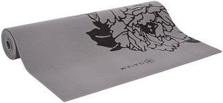 Gaiam Yoga Mat Premium Print Extra Thick Non Slip Exercise & Fitness Mat for All Types of Yoga, Pilates & Floor Workouts, Grey Peony, 6mm