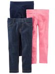 Simple Joys by Carter's Girls' 3-Pack Leggings, Navy/Pink/Denim, 6