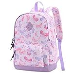 VASCHY Kids Backpack for Girls,Cute Animal Pattern School Bag Daily Children's Rucksack Backpack for School Kindergarten Nursery with Chest Strap And Bottle Pockets(Blush Butterflies)