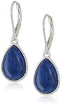 Nine West Silvertone and Denim Tear Drop Earrings, synthetic-resin