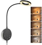 Wall Mounted Reading Light,NoeiiT Book Lights with 5 Dimming,Bedside Headboard Lights Flexible Gooseneck,USB Output,Night Light & Timers Function（5/30 min), 3000K-6500K Upgrade LED Bed Lamp Black