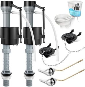 Saillong Universal Toilet Flusher Replacement Kit, Fill Valve, 2-Inch Flapper, Side Mount Handle Lever, Water-Saving, Adjustable Toilet Repair Kit Inside Tank, Easy to Install(2 Set,Dark Grey, Black)