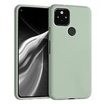 kwmobile Case Compatible with Google Pixel 5 Case - Soft Slim Protective TPU Silicone Cover - Gray Green