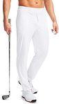 Pudolla Men's Golf Pants Stretch Sweatpants Slim Fit Work Casual Pants for Men with Zipper Pockets, White, Large