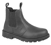 Mens Leather Safety Steel Chelsea Dealer Slip On Ankle Work Boots Shoes Size 6-14 - Black - UK 9