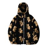 Hoodies for Women UK Teddy Fleece Fluffy Oversized Sweatshirts Full Zipper Hooded Jackets Cute Bear Loose Comfy Hoodie Coats Winter Warm Soft Thermal Outwear Coat Sale