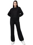 Kvetoo Woolen High Neck Sweater With Pajama Tracksuit For Women Winter Wear Co-ord Set Black Size 2XL