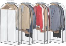 Zilink 10" Gusseted All Clear Garment Bags for Hanging Clothes 40" Hanging Garment Bags for Closet Storage Dust Proof Suit Bags for Closet Storage, 4 Packs