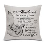 Bacmaxom To My Husband I Hope Every Time You Hug This Pillow It Reminds You How Much I Love You Cushion Cover for Husband from Wife Husband Birthday Valentine's Day (I love you-husband)