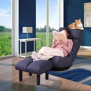 Floor Chair, 360 Degree Swivel Video Game Chairs for Kids and Adult, Floor Gaming Chair with Adjustable Backrest, Indoor Chaise Lounge with Ottoman, Lazy Sofa Suitable for Living Room and Bedroom