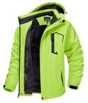 TACVASEN Mens Winter Jacket Warm Hooded Jacket for Men Ski Jacket Fleece Lined Snow Jacket for Men Parka Coat Bright Green, L