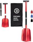 72HRS Collapsible 3-in-1 Aluminum Compact Snow Shovel - Snow Removal in Winter, Emergency Kit for Vehicle, Car, Van, SUV, Truck, Snowmobile, Snowboard Gear, Camping, Gardening (Red, 21”-32”)